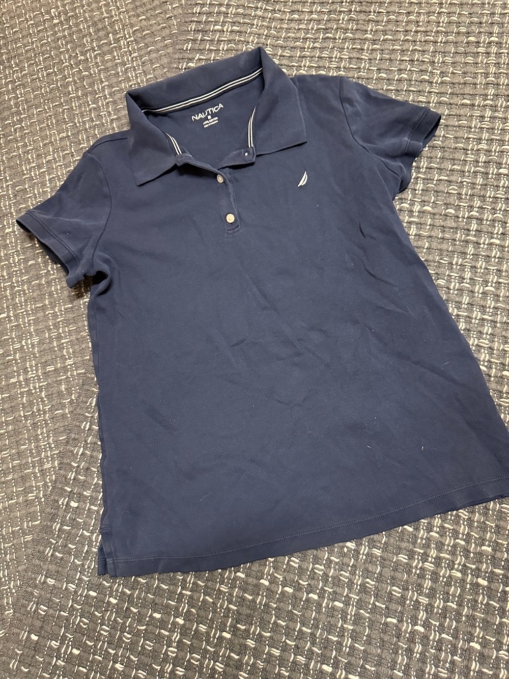Nautica Women's Navy Short Sleeve Button-Down Polo Shirt